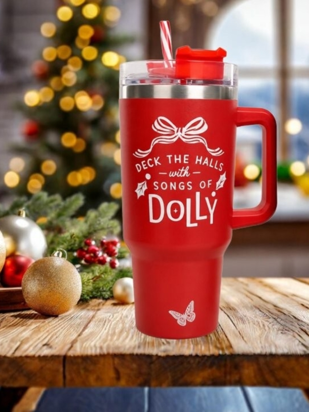 Dolly Parton Christmas Tumbler 40oz NWT Red NWT